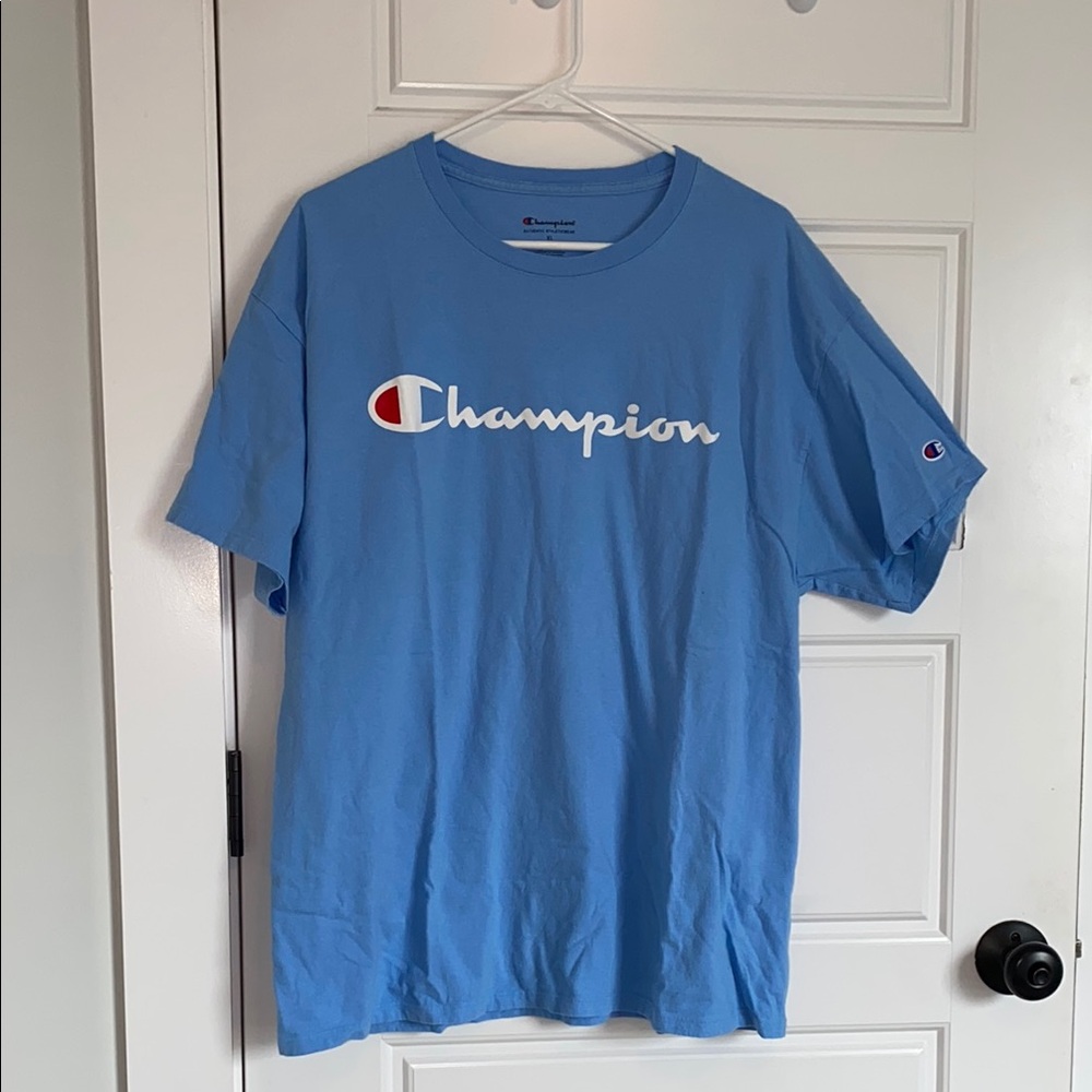 Champion Blue Short Sleeve Tee Classic Logo